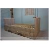 Steigerhouten bed Sem Steigerhouten eenpersoonsbed met stoere lades en buis handgrepen inclusief lattenbodem