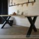 Steigerhouten tafel met stalen X onderstel 1.1 Steigerhouten tafel met stalen X-onderstel 1.1