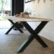 Steigerhouten tafel met stalen X onderstel 1.3 Steigerhouten tafel met stalen X-onderstel 1.3