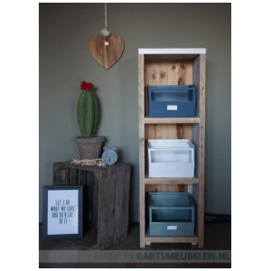 Vakkenkast van steigerhout, 3 vakken hoog en 1 vak breed. geschikt voor de bakken van ikea