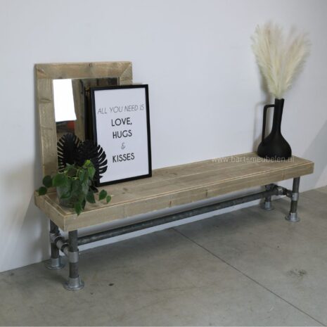 steigerhouten bank sam met steigerbuis