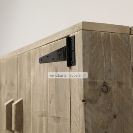 detail foto zwart scharnierwerk opbergkast