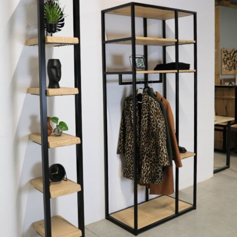 Garderobekast eikenhout en staal 1 | industriele kasten voor de hal