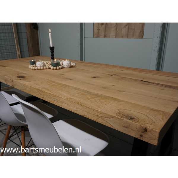 eettafel vintage eiken doorgelegd.2 - zelf samen te stellen