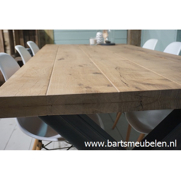 eettafel vintage eiken met v-groef zelf samen te stellen 3