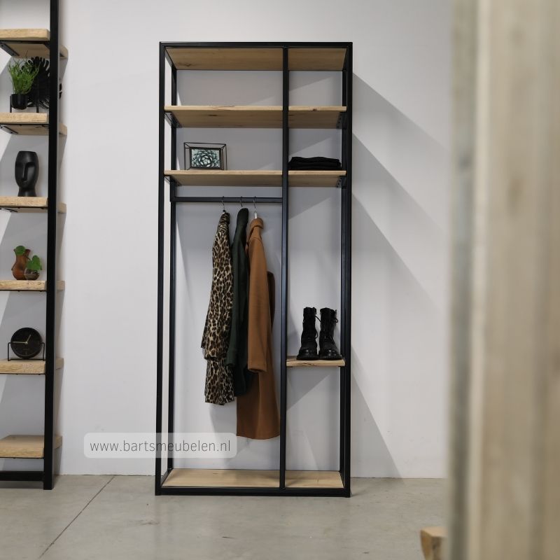 garderobekast eikenhout en staal 1.10 garderobekast eikenhout en staal 1.10