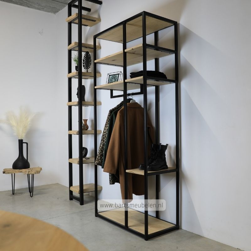 garderobekast eikenhout en staal 1.13