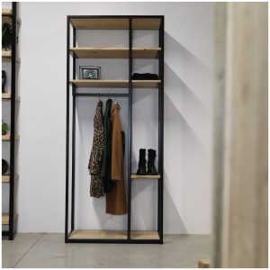 sfeerfoto Garderobekast eikenhout en staal 1 - industriele garderobekasten voor in de hal - kast industrieel voor in de hal