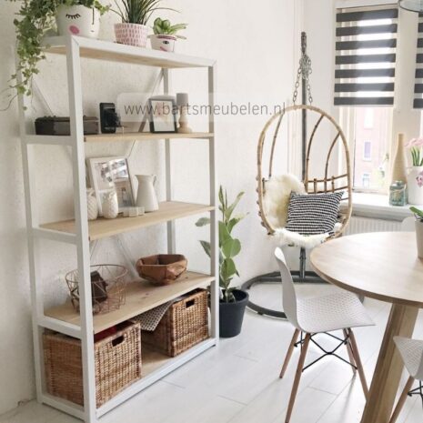 stalen boekenkast met eikenhout 1