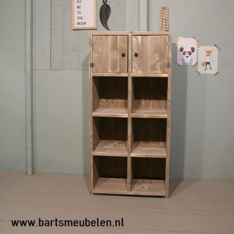 steigerhouten opbergkast halsteren.5 vakkenkast-8-vakken