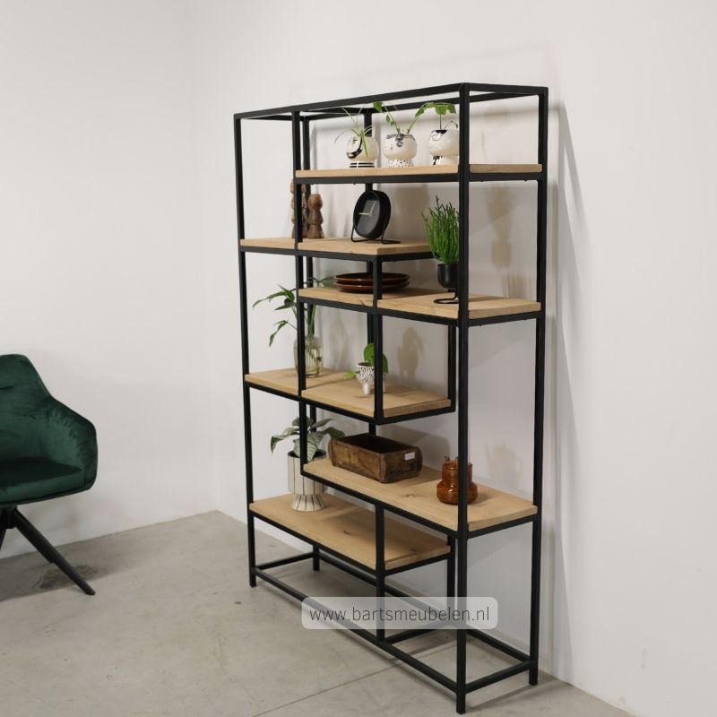 vakkenkast eikenhout en staal 6.3 140x200 800800 vakkenkast eikenhout en staal 6.3