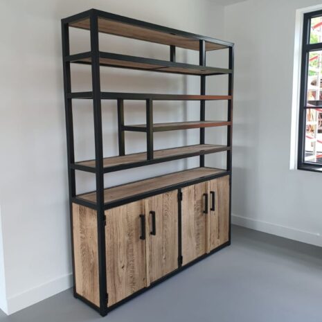 Kast gebrand eikenhout en staal justin