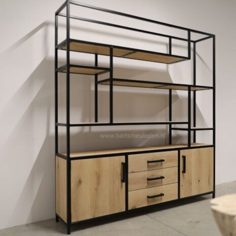 industriele kast raf eikenhout en staal
