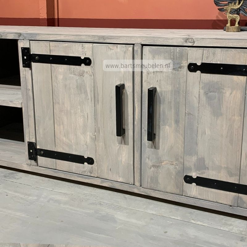 detail foto steigerhouten tv meubel dylan