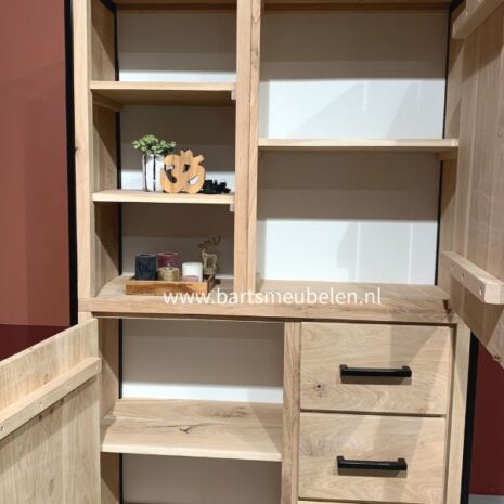 industriele kast Freek eikenhout en staal