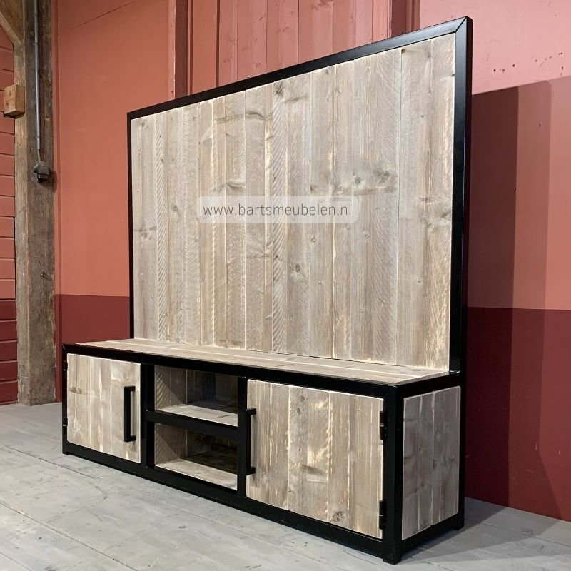 steigerhouten tv meubel industrieel carl met achterwand