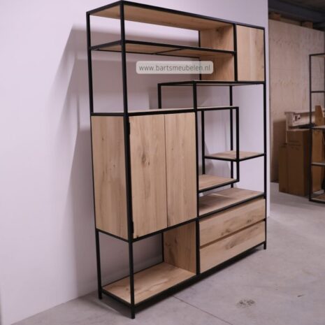 foto vakkenkast eikenhout en staal 12