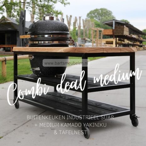 bbqtafel kamado combi deal medium industrieel suar