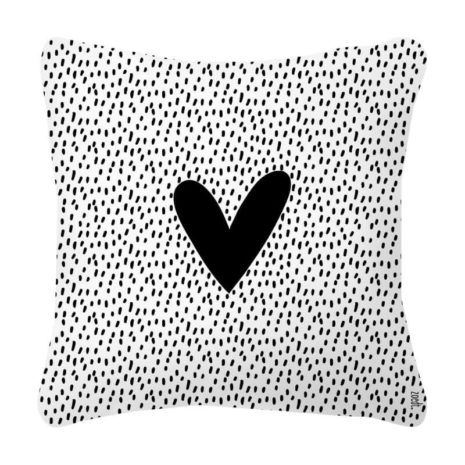 achterkant Buitenkussen zwart wit - zon wijn & kletsen 40x40