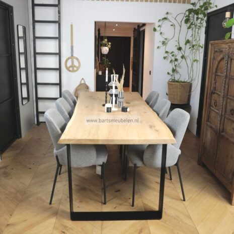 boomstam eettafel met u onderstel strip