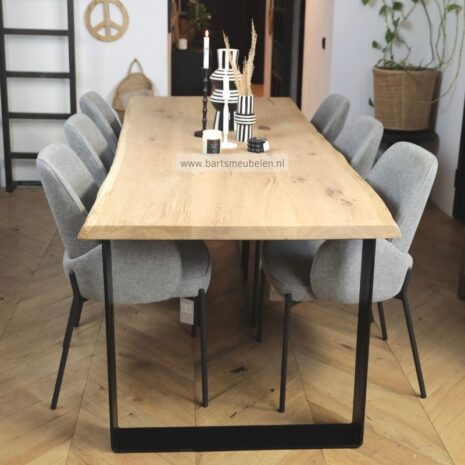 boomstam eettafel met u onderstel strip(40)