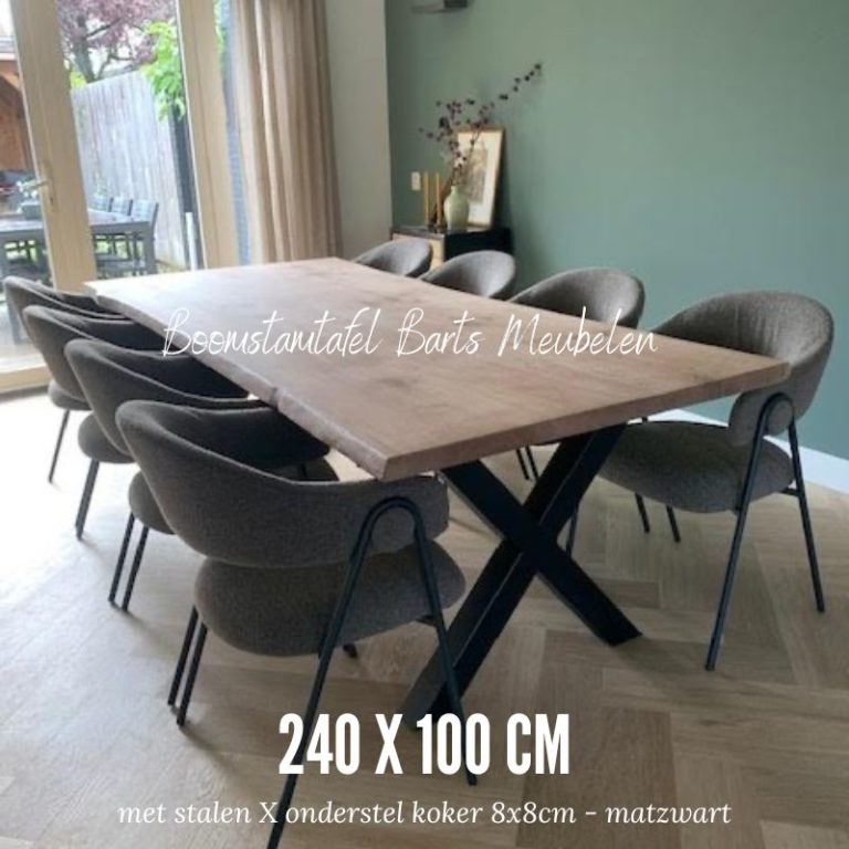 boomstamtafel 240x100 met eetkamerstoel lowen