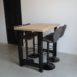 Boomstam bartafel industreel (40) met eikenhouten blad en stalen frame