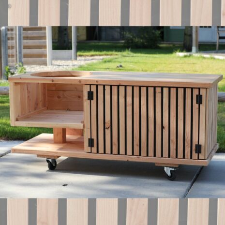 Buitenkeuken met latjes douglas hout in het zonnetje