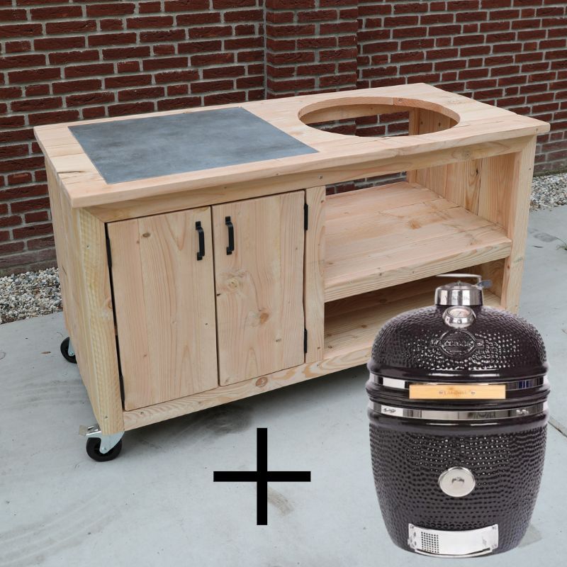 Buitenkeuken douglas met tegel en large kamado Yakiniku Buitenkeuken douglas met tegel en large kamado Yakiniku