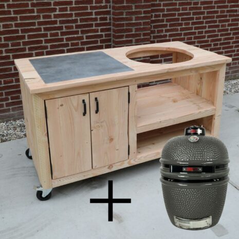 Buitenkeuken douglas met tegel en medium kamado Grill Guru