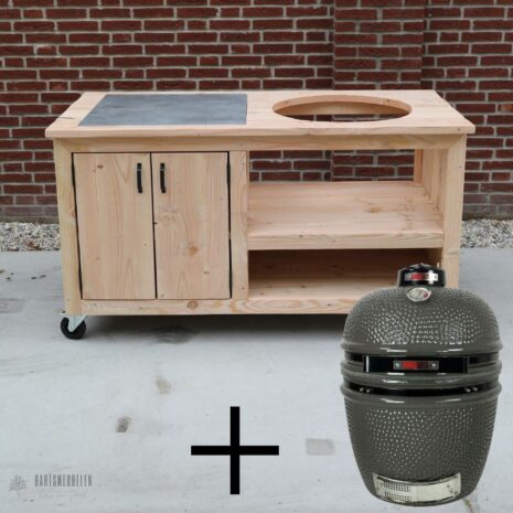 buitenkeuken douglas met tegel en large kamado GrillGuru