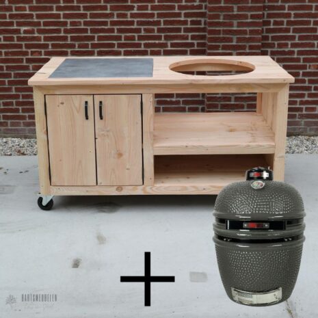 buitenkeuken douglas met tegel en medium kamado GrillGuru