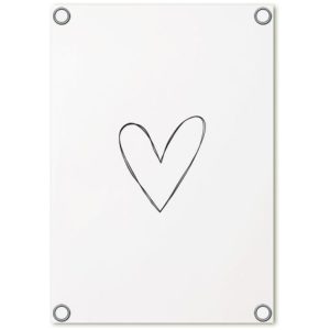 tuinposter wit met zwart hartje 80x60cm merk zoedt