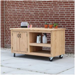 Douglas lage tuinkast op wielen