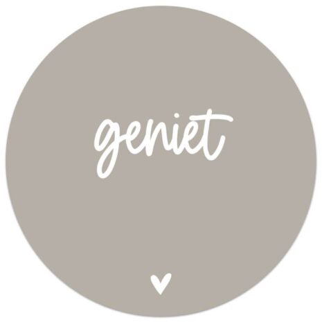 Muurcirkel beige met tekst Geniet Muurcirkel beige met tekst Geniet