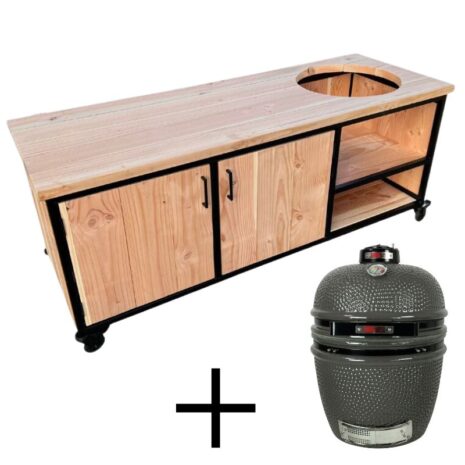 Stalen bbq tafel douglas medium kamado grillguru Stalen bbq tafel douglas + medium kamado grillguru
