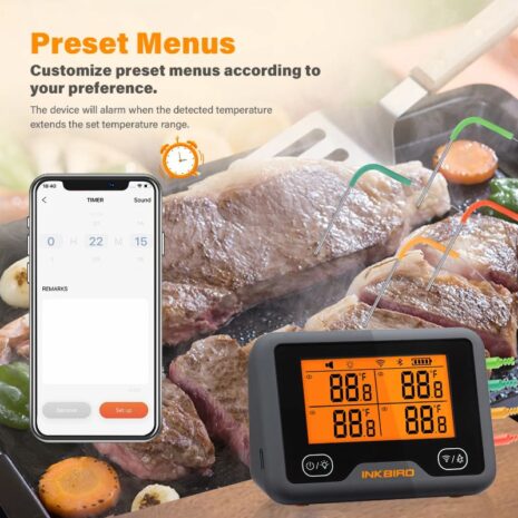 Wifi + Bluetooth thermometer Inkbird IBBQ-4BW preset menus