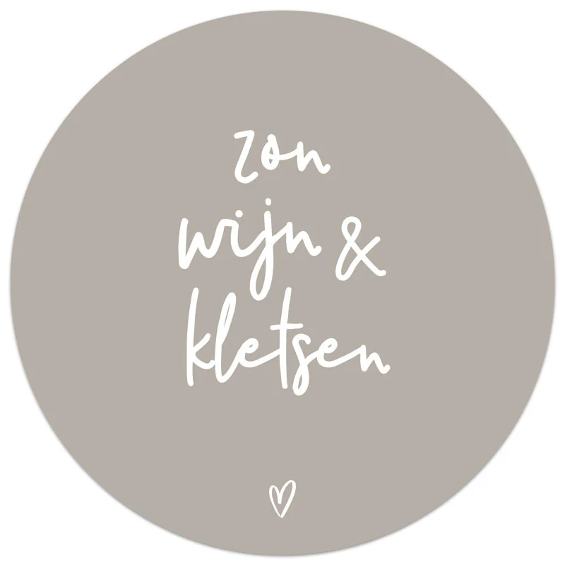muurcirkel-beige-met-tekst-zon-wijn-kletsen
