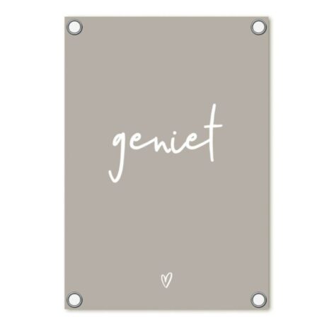 Tuinposter beige met tekst: Geniet | Zoedt
