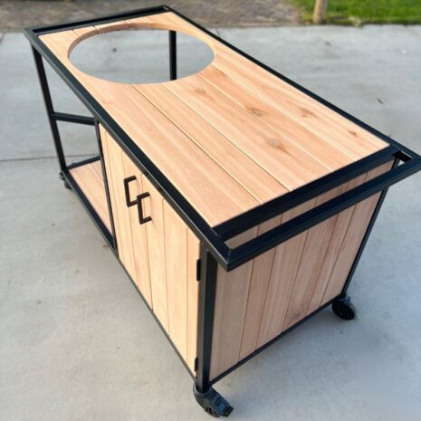 Buitenkeuken op wielen eucalyptus