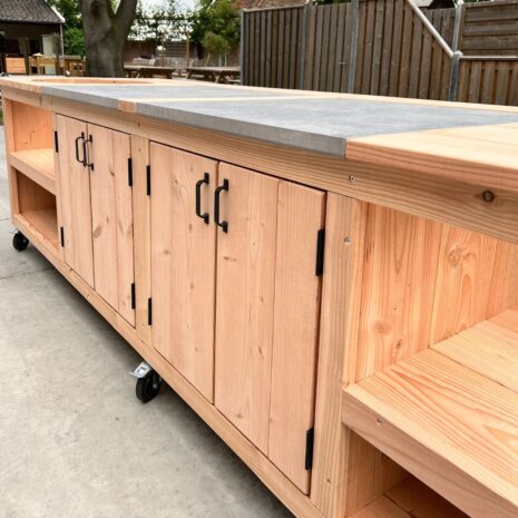 kamado tafel 310x90 douglas met keramische tegels