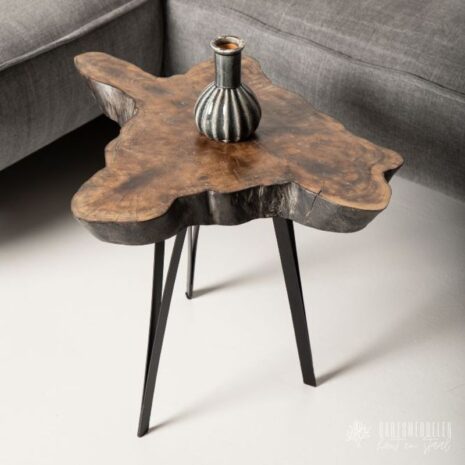 sfeerfoto TeakIron Boomstam bijzettafel o55 66×47 sfeerfoto Teak:Iron Boomstam bijzettafel ø55-66×47