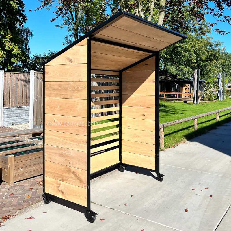 eiken overkapping op wielen voor buitenkeuken