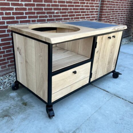 bbq tafel james van eikenhout met opbergkasten en lade