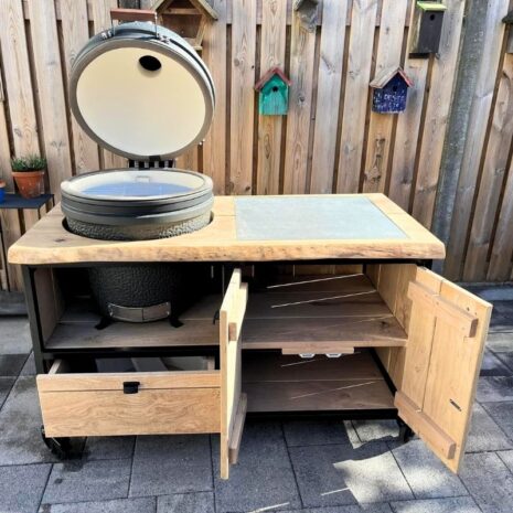 bbq tafel james met open deuren : lade en bastard kamado large