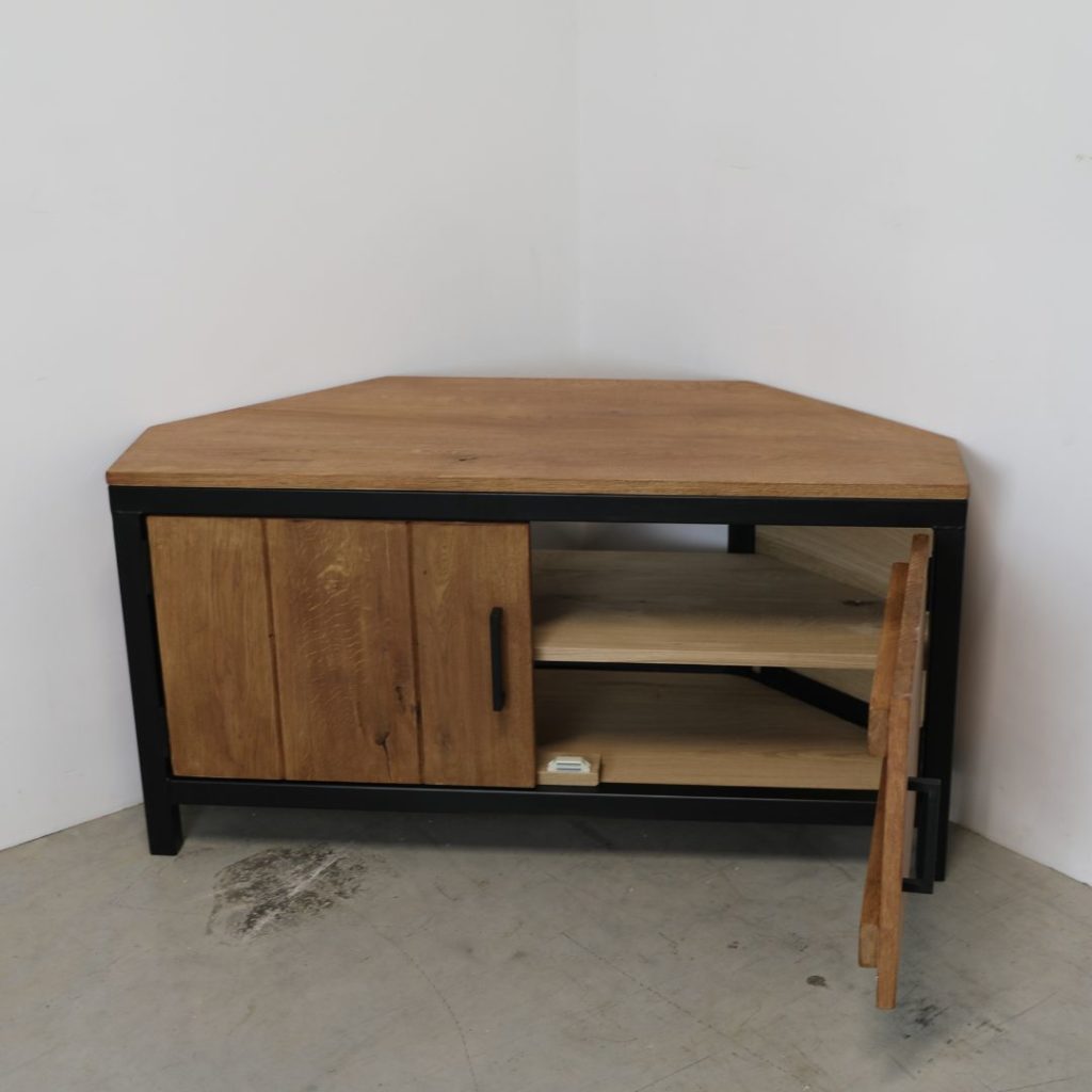 hoek tv meubel eikenhout en staal industrieel hoek tv meubel eikenhout en staal industrieel