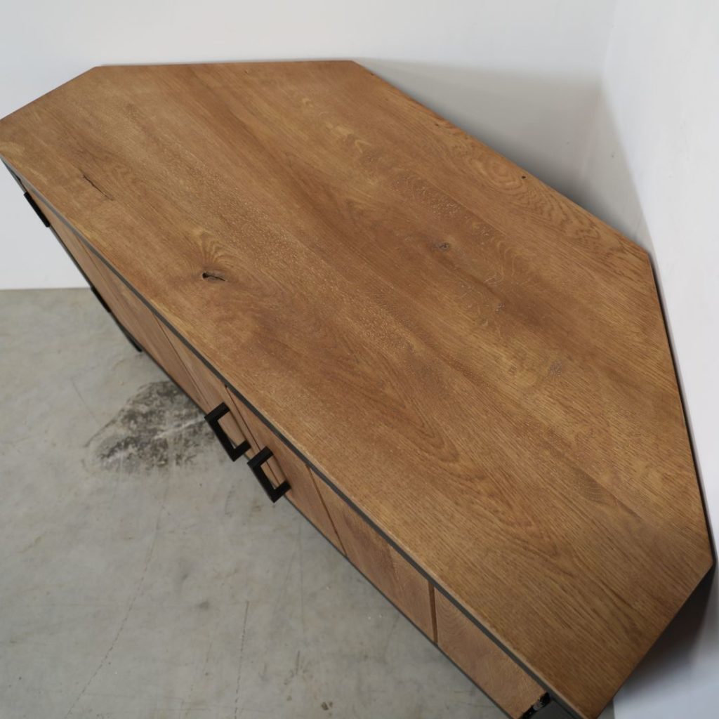 hoek tv meubel eikenhout en staal industrieel bovenzijde hoek tv meubel eikenhout en staal industrieel - bovenzijde