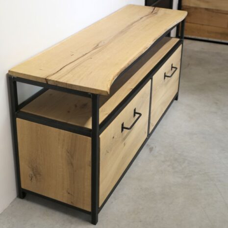 industriele tv kast boomstam warren - van eiken