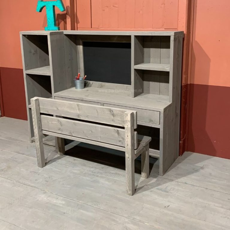 Speeltafel bureau van steigerhout voor de allerkleinsten 2-6 jaar - met bankje