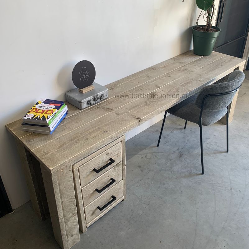 steigerhouten bureau op maat met ladenkastje steigerhouten bureau op maat met ladenkastje